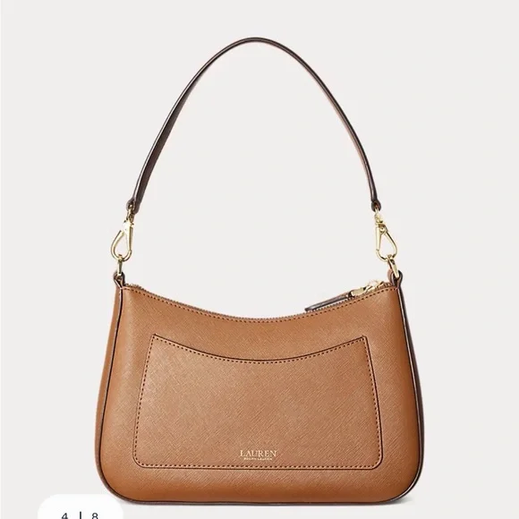 NWT Lauren Ralph Lauren Crosshatch Leather Medium Danni Bag. - Picture 3 of 11